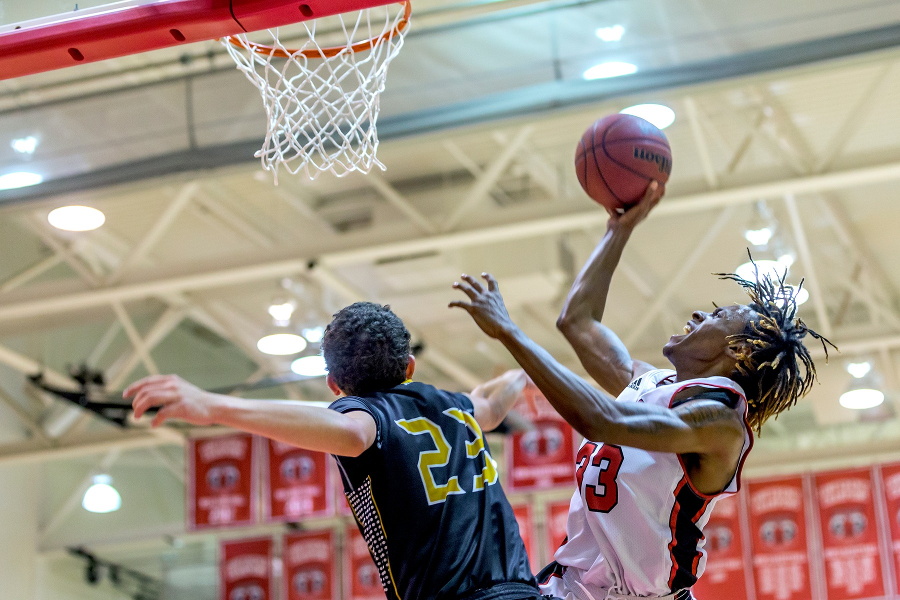 Guard Terrell Brown scores two of his 17 points against Chabot