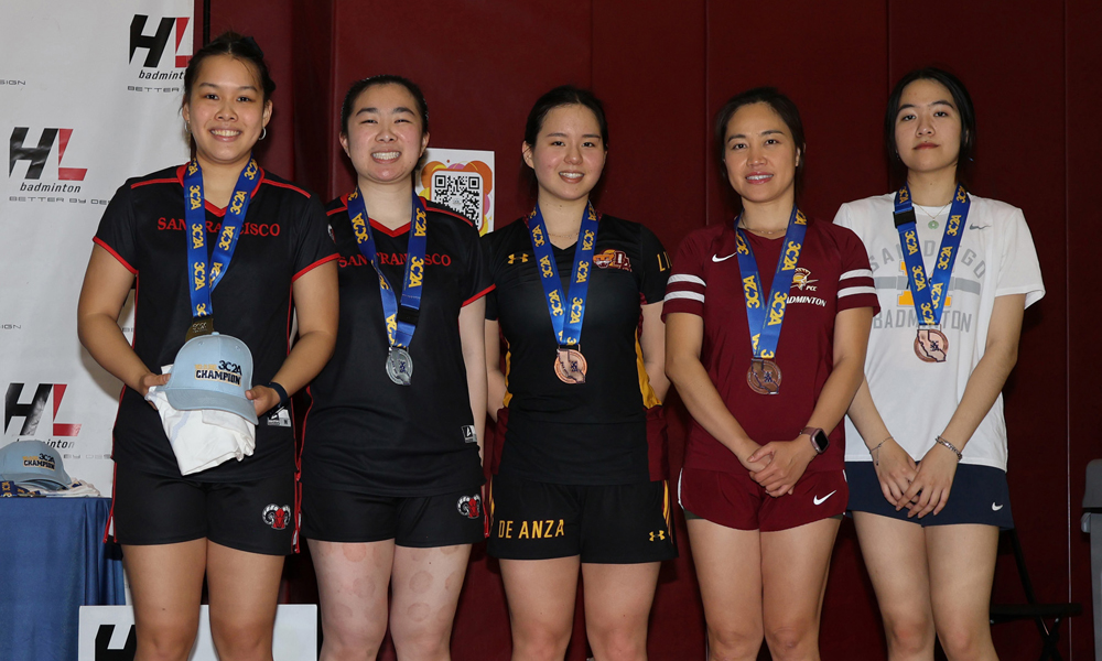 CCSF teammates Kelly Yau Barria and Jacqueline Leong (left-right) battled each other in the state championship final (Photo by Richard Quinton)