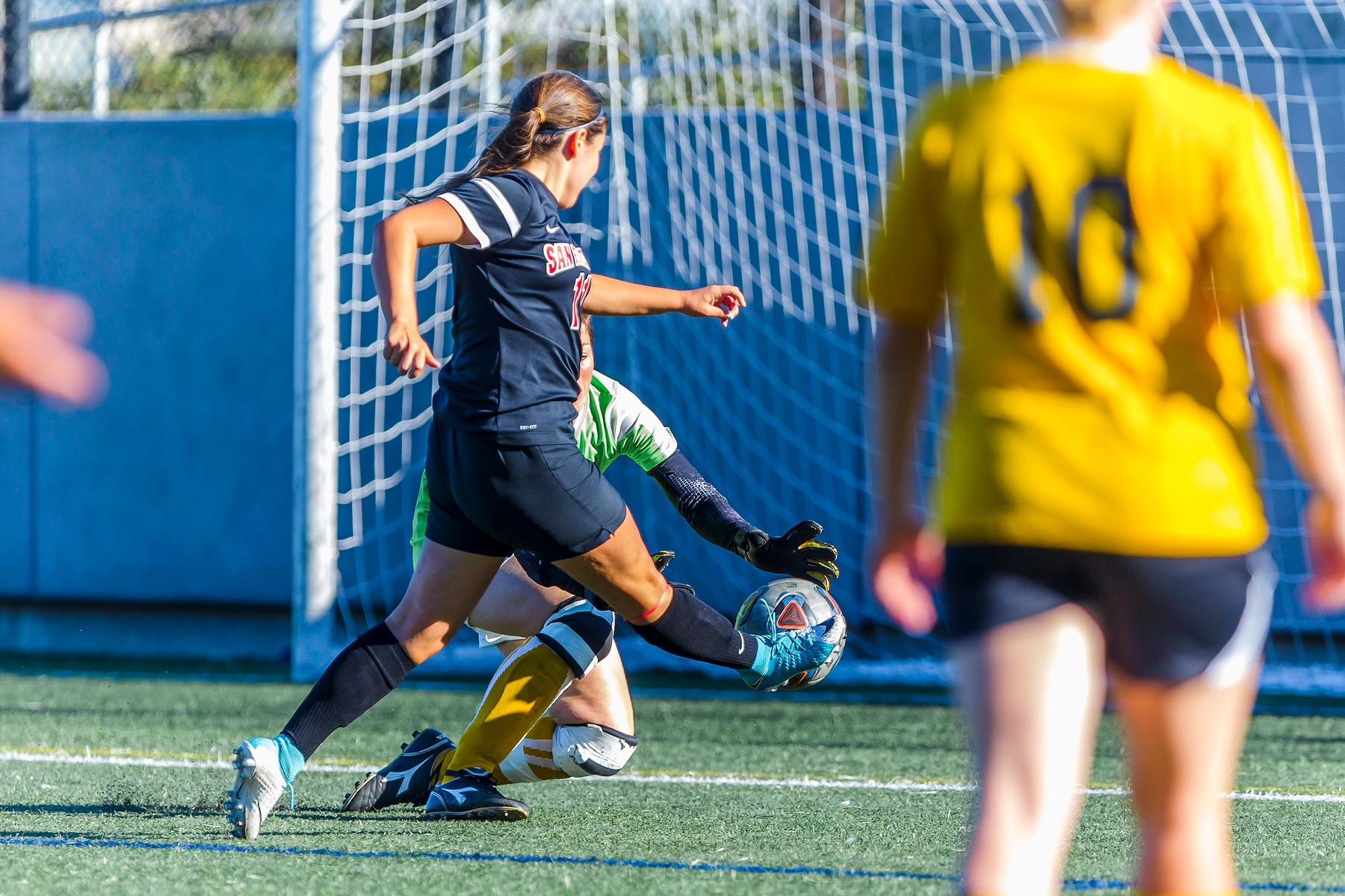 Gonzalez shoots one of three goals on the day past Chabot goalkeeper.