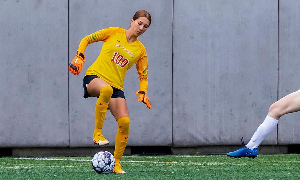 Alexia Estrada totaled five saves in the shutout win over West Valley. (Photo by Eric Sun)
